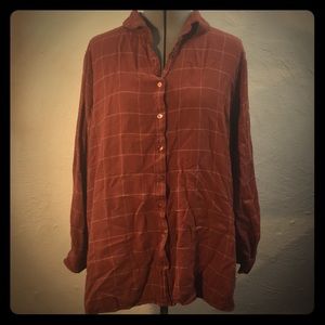 Burnt Orange Plaid Shirt Dress